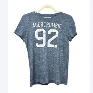 Abercrombie & Fitch Graphic Tee M | Distressed Soft Blue Vintage Style